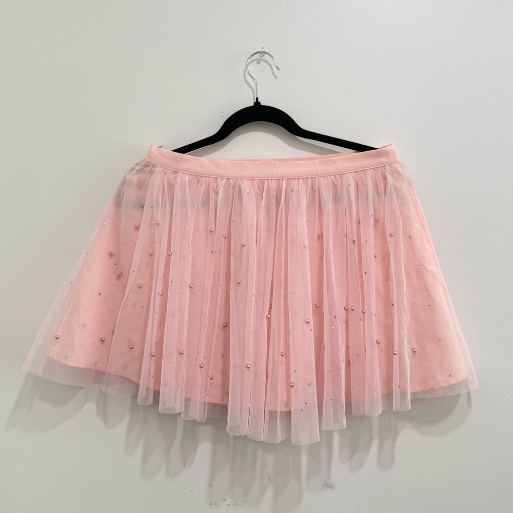 Sugar Thrillz Light Pink Pearl Embellished Skirt